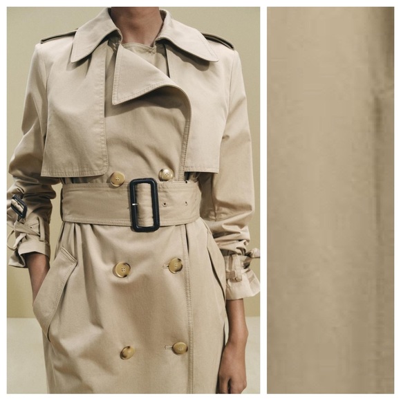 NWT. Zara Taupe Brown ZW Collection Water Repellent Trench Coat. Size S. - Picture 3 of 12